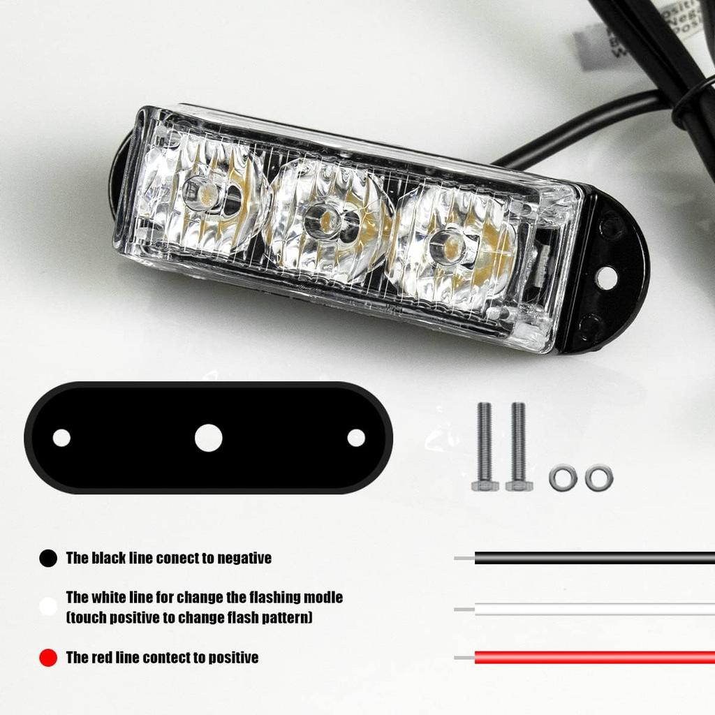 FXC (2PCS 3-LED Strobe Light Purple Waterproof Emergency Beacon Flash Lights,Purishion Caution Bar 12 Different Flashing Car SUV Pickup Truck Van…