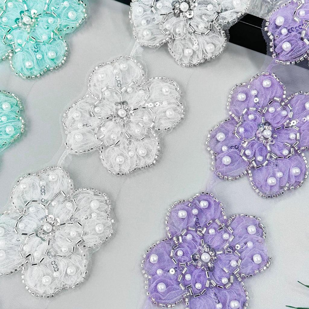 Exquisite Multi-Colored Bead Flower Lace Clothing Dress Wedding Dress Decoration Hair Accessories Lace Accessories