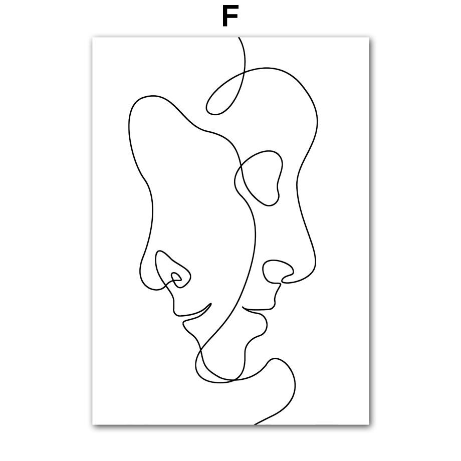 Pintura em Tela Arte de Parede Linha Corpo de Menina Preto Branco Minimalista Pôsteres e Impressões Nórdicos Imagens de Parede para Decoração de Sala de Estar