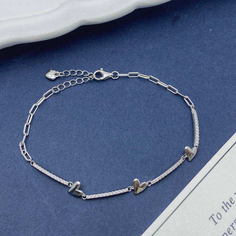 Simple s925 Sterling Silver Heart Bracelet: Exquisite, Adjustable & Versatile Women s Jewelry S925 Silver