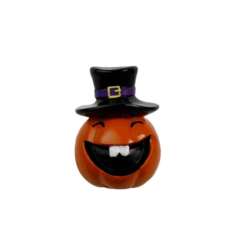 Halloween Pumpkin Ornament Resins Crafts Smiling Grin Face Pumpkin Sculpture For Horror Theme Homes Party Table Decors
