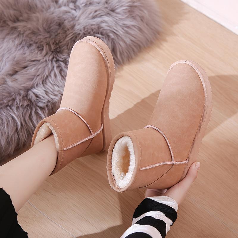 2025 winter thickened and velvet anti-water ingress leather surface versatile new versatile snow boots women 2025