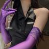 Guanti Lunghi Ultrasottili Uomo e Donna Sexy Lucidi ad Olio Guanti da Festa Cosplay Maschili Dita Intere Guanti Stretti Aurora Nightclub