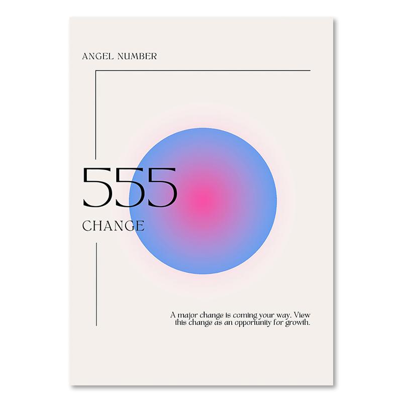 Angel Numbers Gradient Aura Posters and Prints Aesthetic Danish Pastel Canvas Painting Nordic Art Wall Picture Dorm Home Decor