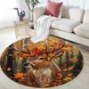 Autumnal Deer Round Area Rug,Carpet Rug for Living Room Bedroom Sofa Playroom Decor,Non-slip Floor Mat