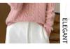 Women's 100% Cashmere Ribbed Sweater - Thick, Loose, Solid Color Pullover for Autumn and Winter