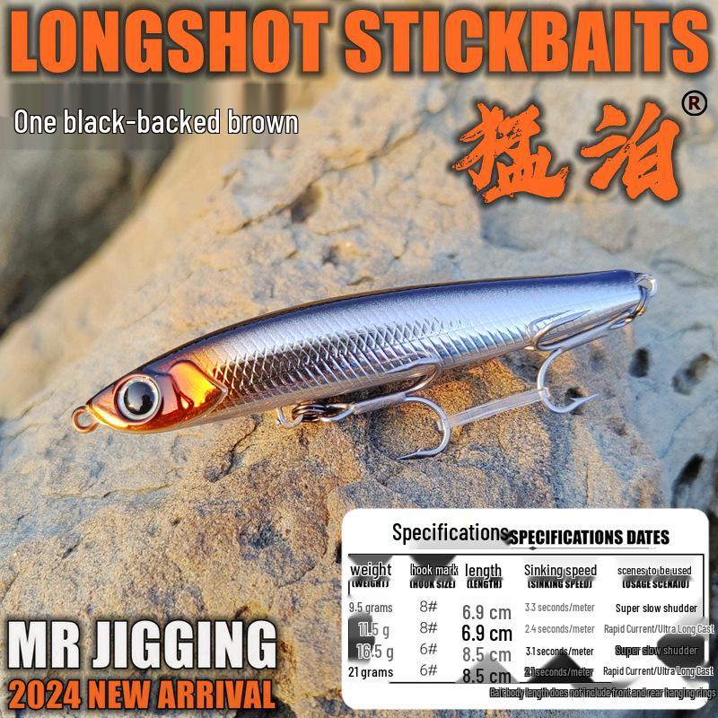 

Агресивний Далекобійний Потопаючий Олівець-Воблер: Іржавостійкі трійники, повільно тонуча приманка для риболовлі на судака, змієголова та окуня. 16.5g