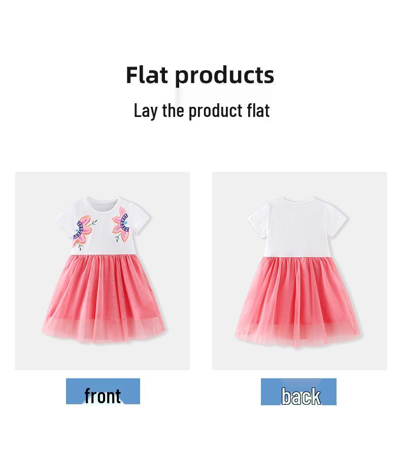 2026 Spring/Summer Girls' Mesh Dress with Floral Sequins - Toddler Skirts in European and American Style