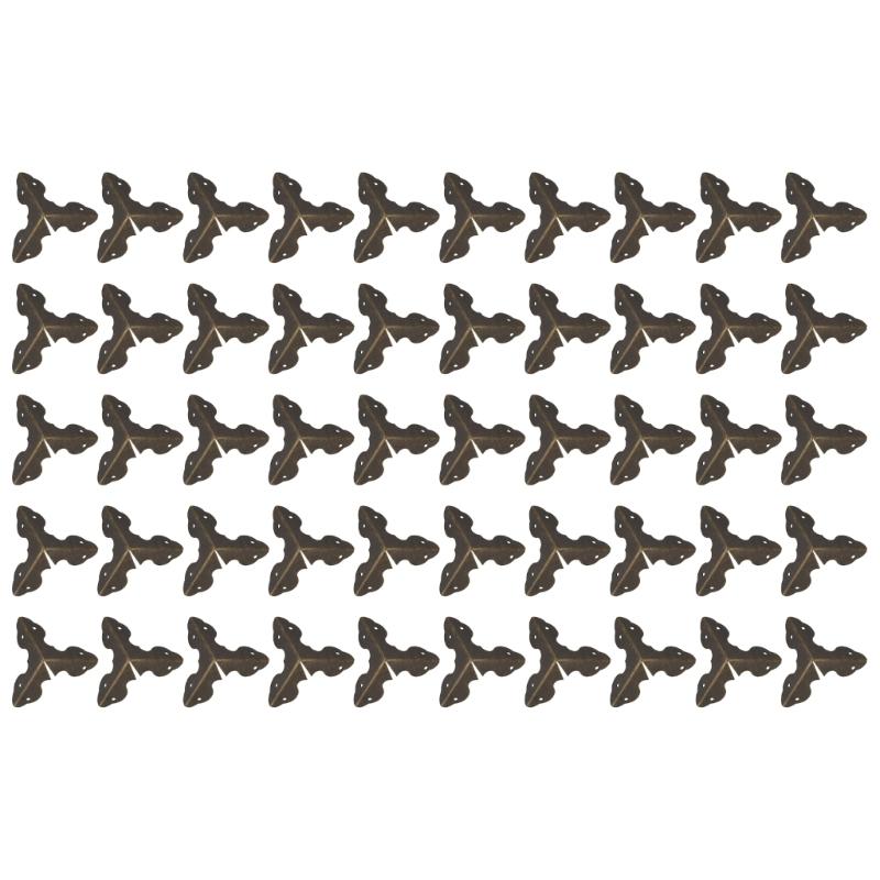 50pcs Sturdy Metal Corner Protectors Convenient for Stair and Cabinets with Antique Designs Home Decoration Use