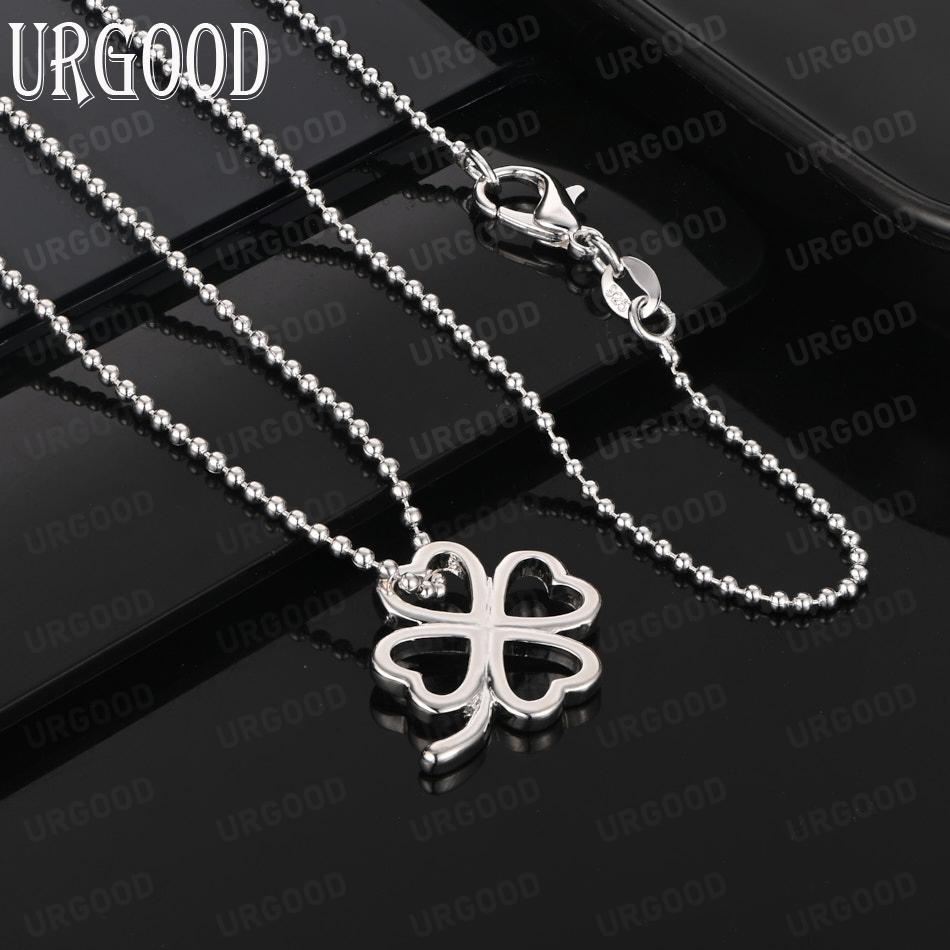 925 Sterling Silver Simple And Exquisite Four-Leaf Clover Pendant Necklace - Stylish Evening Jewelry