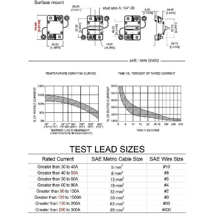 100 Amp Circuit Breaker 30A-300A with Manual Reset Waterproof Inline Fuse Inverter for Marine Trolling Motors Boat ATV Manual Power 12V-48VDC
