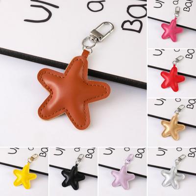 Keychain Pendant Imitation Leather Soft Cotton-Filled Star Shape Key Chain with Metal Buckle Bag Hanging Ornament