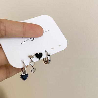 Frosty Black Love Earrings Summer Suit Earrings Trendy Small and Simple