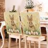 Holiday Inspire Easter Rabbits Print Plush Dining Chair Slipcover Dustproof for Home and Party Decoration