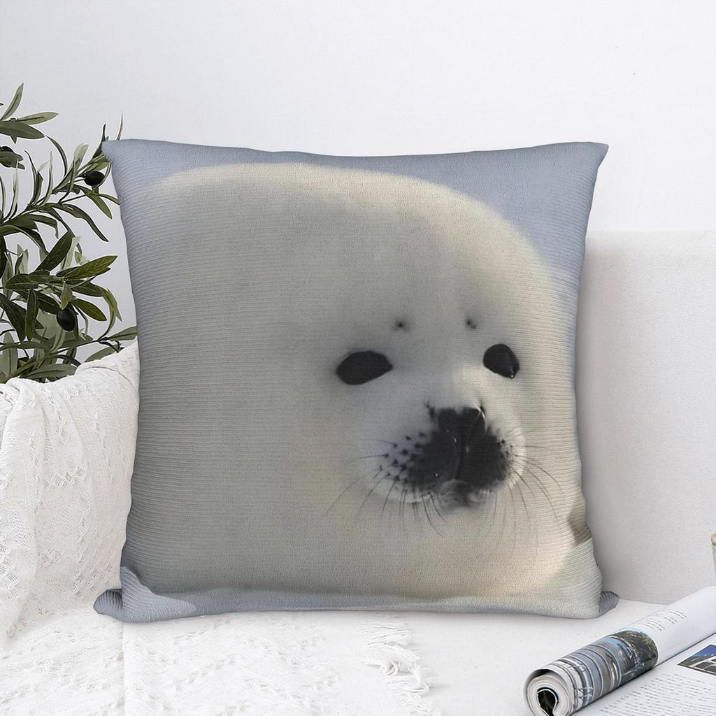 Seal Sea Cute White Pillowcase Polyester Cushion Cover Decoration Pillow Case Cover Home Zippered 40X40cm