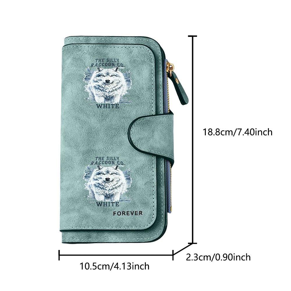 Snowfield White Wolf Long Zipper Wallet, Large Capacity Card Holder, Unisex Clutch Bag, Fashionable Zipper Coin Purse, Suitable for Daily Use, A