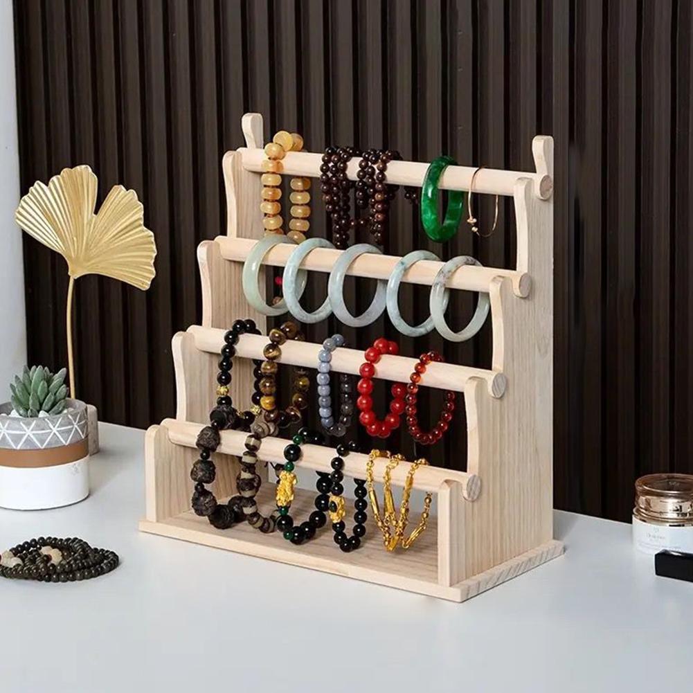 32X15X33.5cm Wooden Bracelet Holder 4 Layer Detachable Bracelet Holder Jewelry Storage Stand for Watch Bracelet Scrunchie