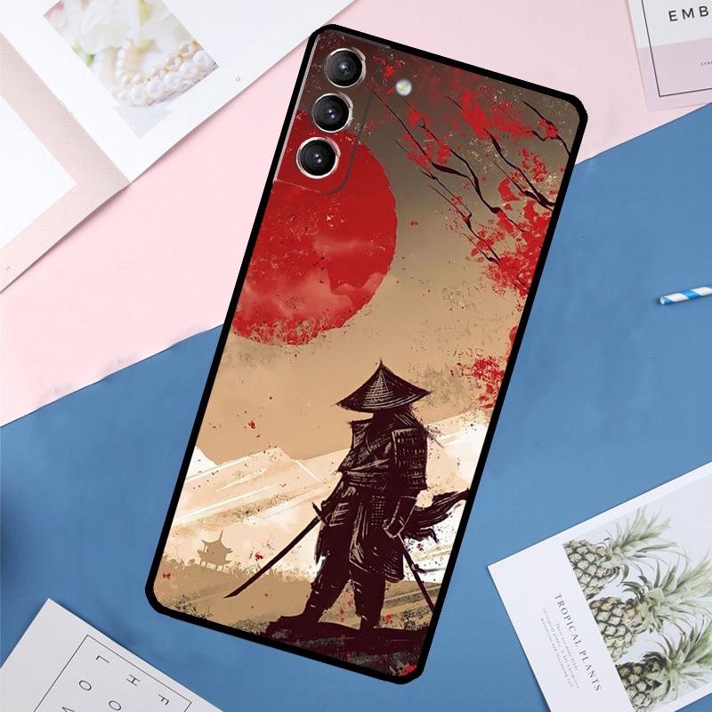 Japan Ninja Samurai Red Sun Case For Samsung Galaxy S25 Ultra S21 S22 S24 S23 Ultra S9 S10 Plus S21 FE S25 FE Back Cover