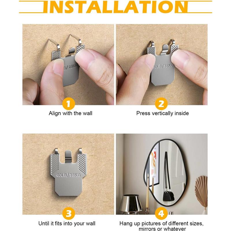 M-Modern-Picture Hanging Hooks Claw 40Pcs For Drywall- Heavy Duty No Damage Wall Picture Frame Hangers Kit