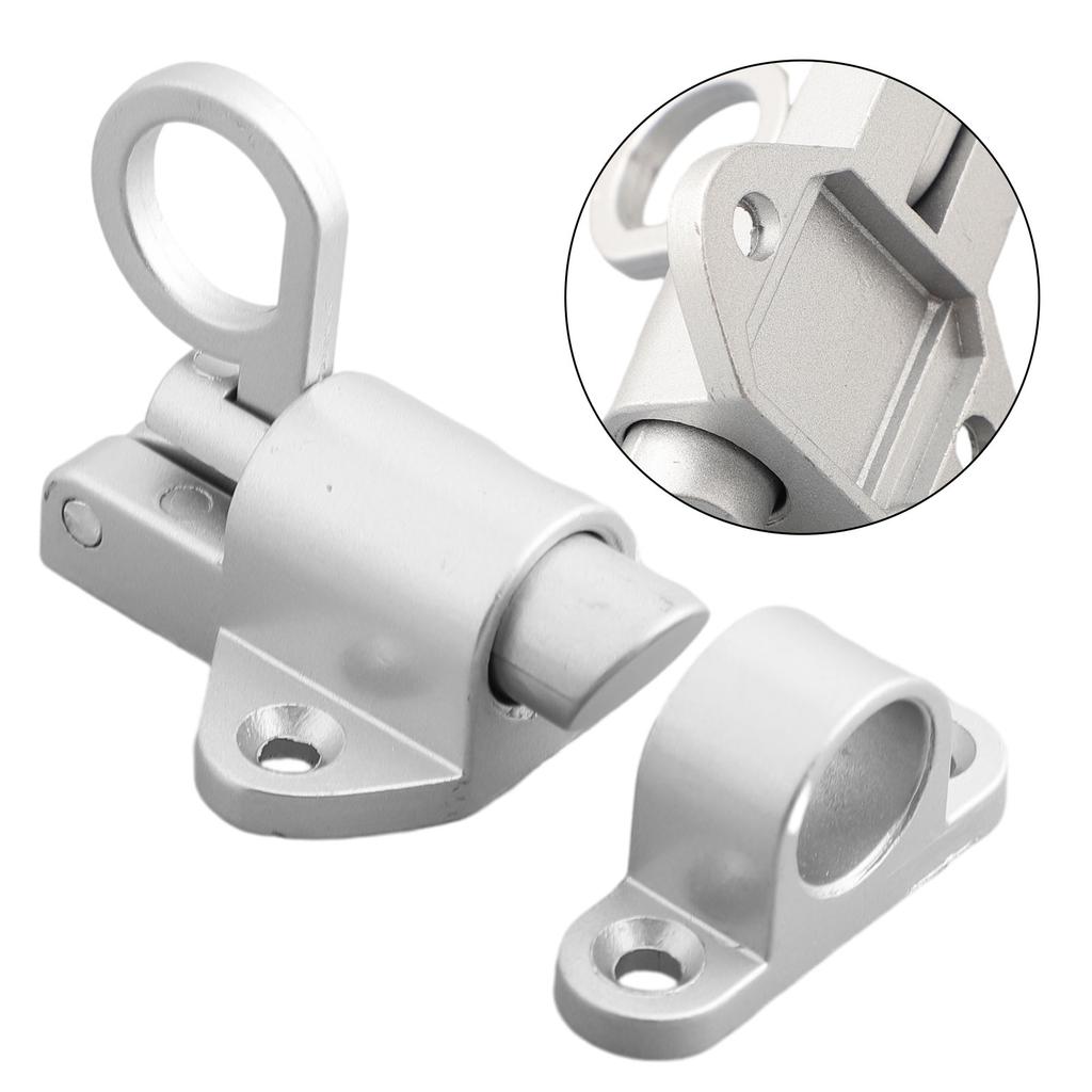 1 * Self Closing Latch Bolt  4 * Screws Aluminum Alloy Gate Security Pull Ring Spring Bounce Door Bolt Latch Lock