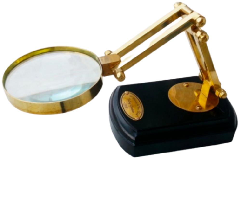 Nautical Desk Magnifier Wooden Base Foldable Magnifying Glass