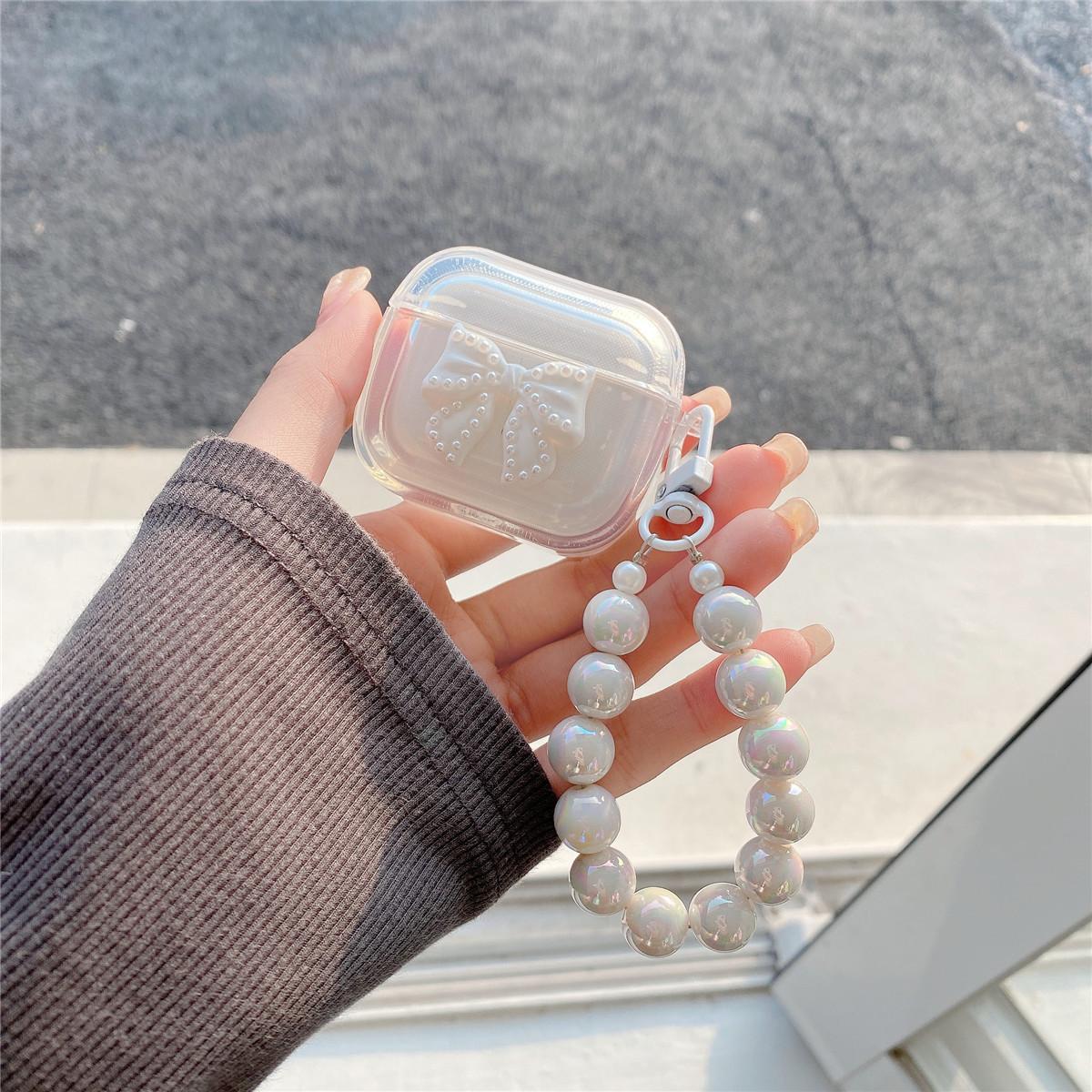 

Новый чехол для наушников Pearl Bow с браслетом для Apple AirPods 1 2 3 4 Pro AirPods 1