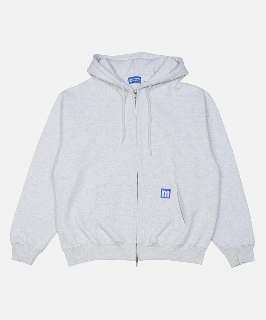 Manhattan Records Mr Line Logo Zip Up Hoodie - Light Gray