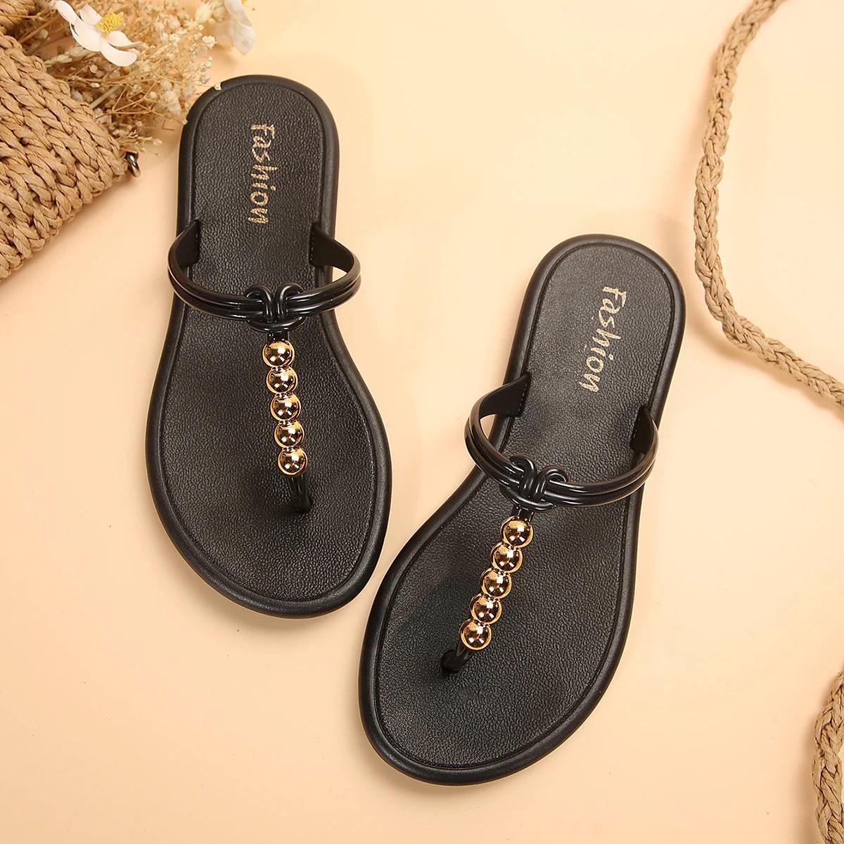 

Модные женские тапочки с квадратным носком и цепочкой на плоской подошве, пляжные тапочки с узором «елочка», декоративные повседневные тапочки, шлепанцы 41