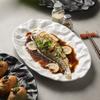 Household Steamed Fish Plate Modern Simple Wavy Fish Plate Hotel Restaurant Cake Tray Dan-Shaped Plate Artistic Conception Plating