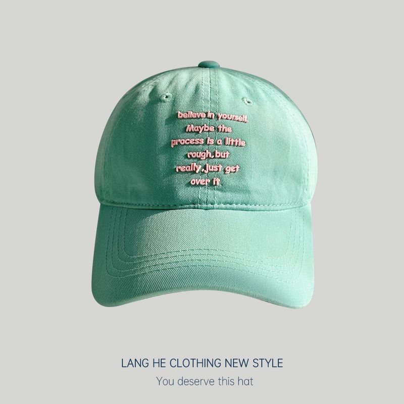 

Trendy ~ Japanese and Korean Spring and Summer All-Match Adhesive Letter Believe Men s and Women s Kids Baseball Cap Sun-Proof Peaked Cap Mint Green 52-54cm