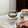 Pokaro Tee Mini-Teekanne, Hitzebeständiges Glas, Tintenfarben, 360 ml Fassungsvermögen, Für eine Person, Kann über offenem Feuer verwendet werden, Handgefertigt, Perfekt für Chinesisch