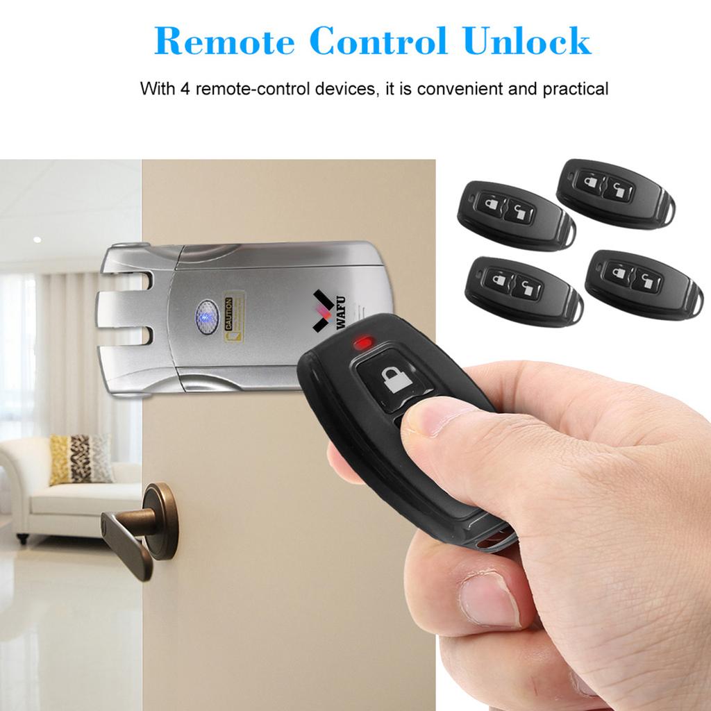 WF 018 Wireless Remote Control Lock Security Invisible Keyless Door Entry Intelligent Lock Zinc Alloy Metal with 4