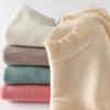 Hirsionsan Weiche Kaschmir Hälfte Rollkragen Stricken Pullover Pullover Frauen Lose Feste Koreanische Grundlegende Pullover Weibliche Einfache Warme Jumper