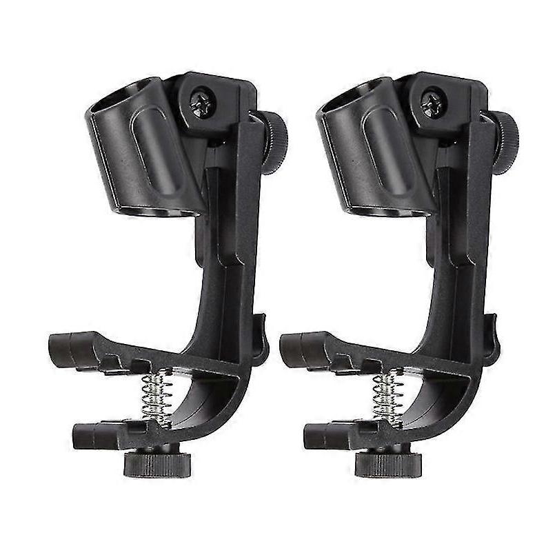 Drum Microphone Clips Adjustable Plastic Shockproof Drum Mic Holder Practical Rim Mount Clamp Holder (1 Pair, Black) cy
