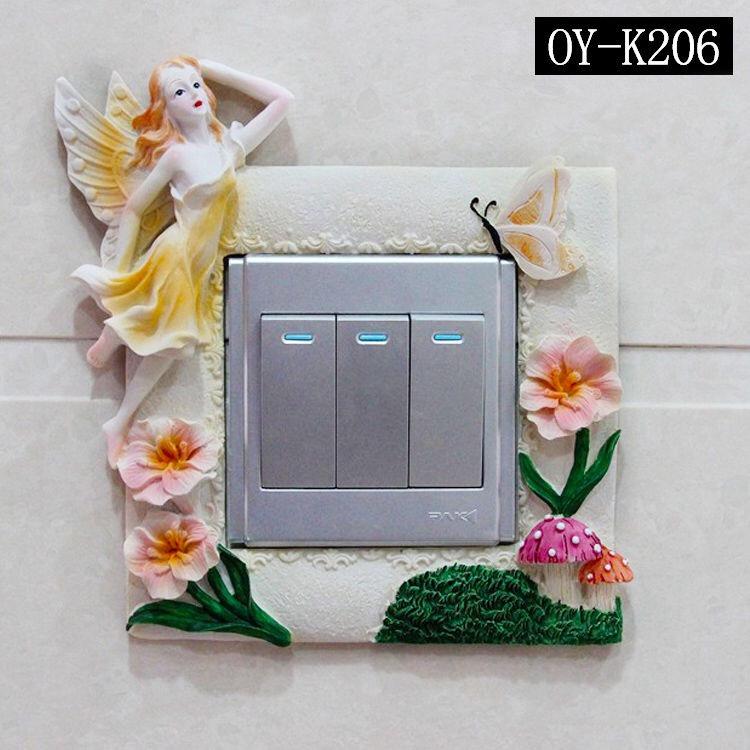 Creative Resin 3D Switch Stickers Living Room and Bedroom Wall Cartoon Switch Wall Stickers Decoration Protector Cover DIY