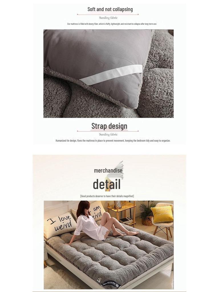 Thickened Warm Lambswool Tatami Mattress - Double, Anti-Slip, Foldable for Dorms