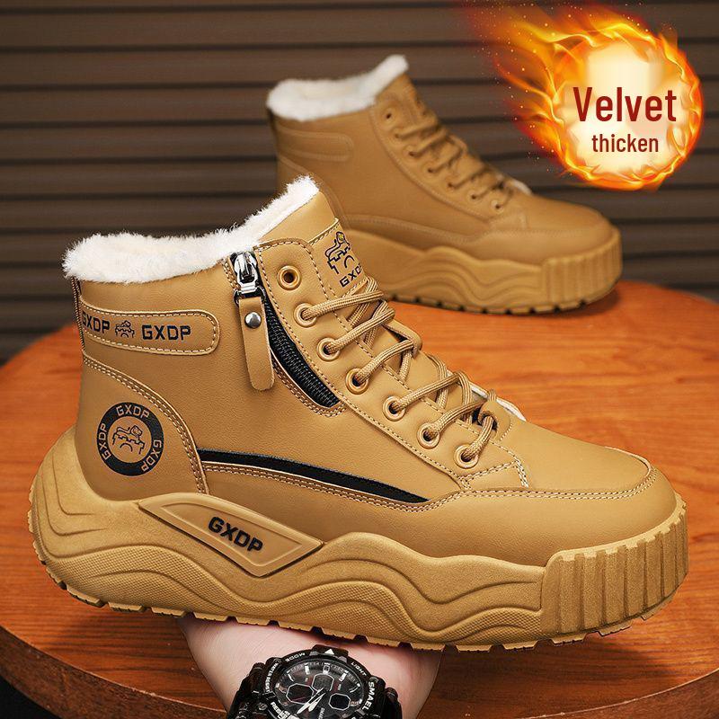 Pánské a dámské zimní nepromokavé kožené sněhule s vysokým svrškem, protiskluzovou podrážkou a hřejivou sametovou podšívkou