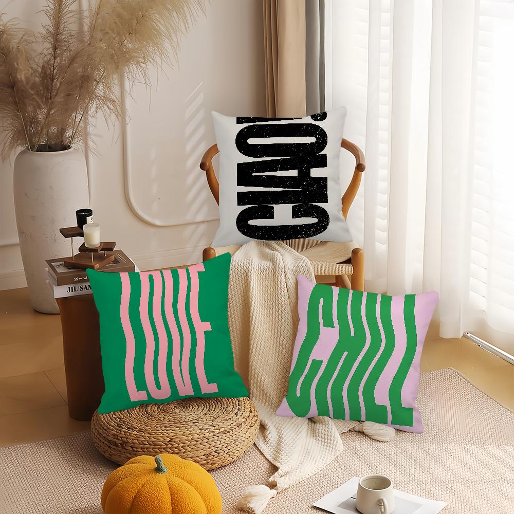 Morandi Color Minimalist Line Art Pillow Case Bedroom Sofa Living Room Backrest Decoration Square Cushion Nap Time