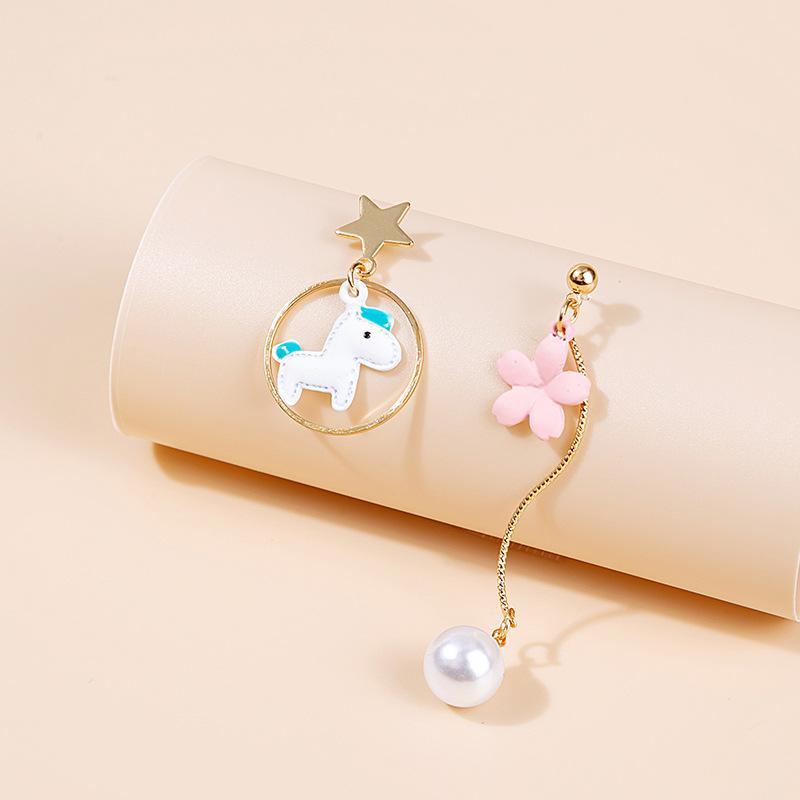 Cute Girl Long Earrings Cartoon Flower Bee Animal Stud Earrings Ocean Wind Vacation Earrings