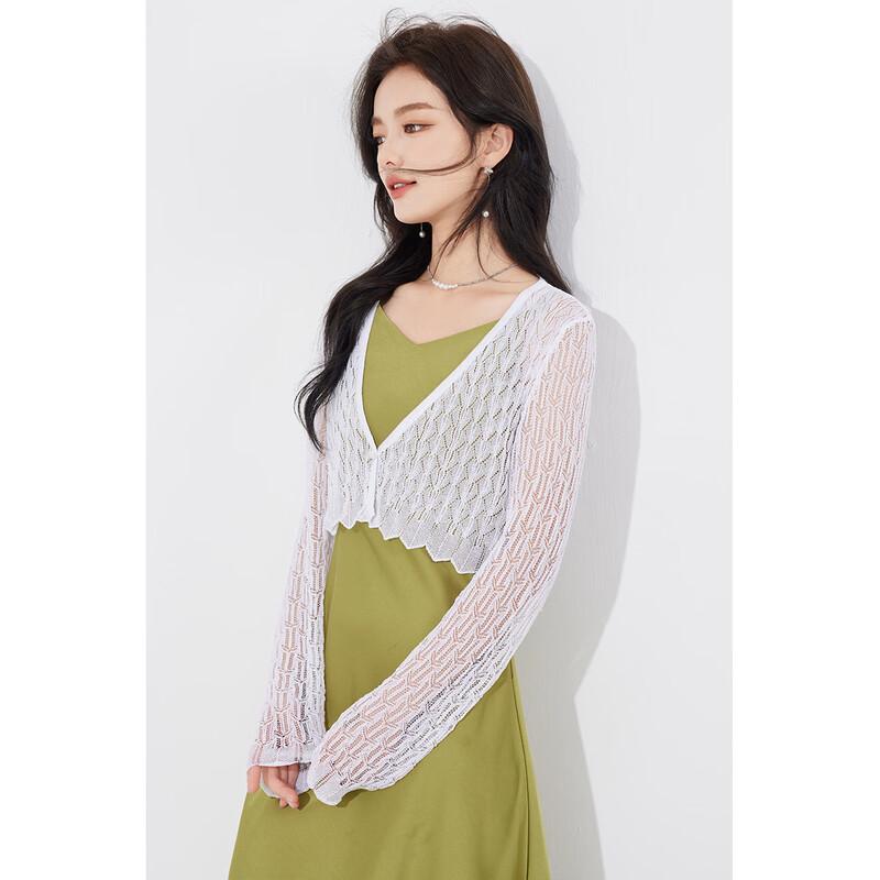 Cardigan scurt de vară pentru femei, din jacard cu tricotaj gol