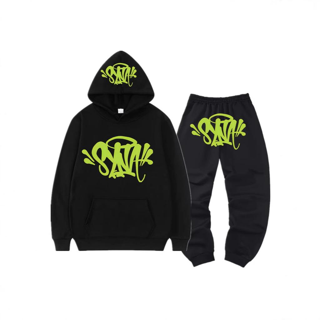 SynaWord High Street Fashion Brand Suit Male Trend Hip Hoodie Syna Printed Sweater Suit