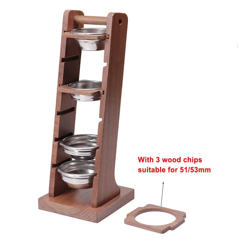 

JUSTINLAU Coffee Powder Bowl Storage Rack 51/53/58mm Walnut Wood Espresso Basket Display Rack Barista Tools Coffee Accessories