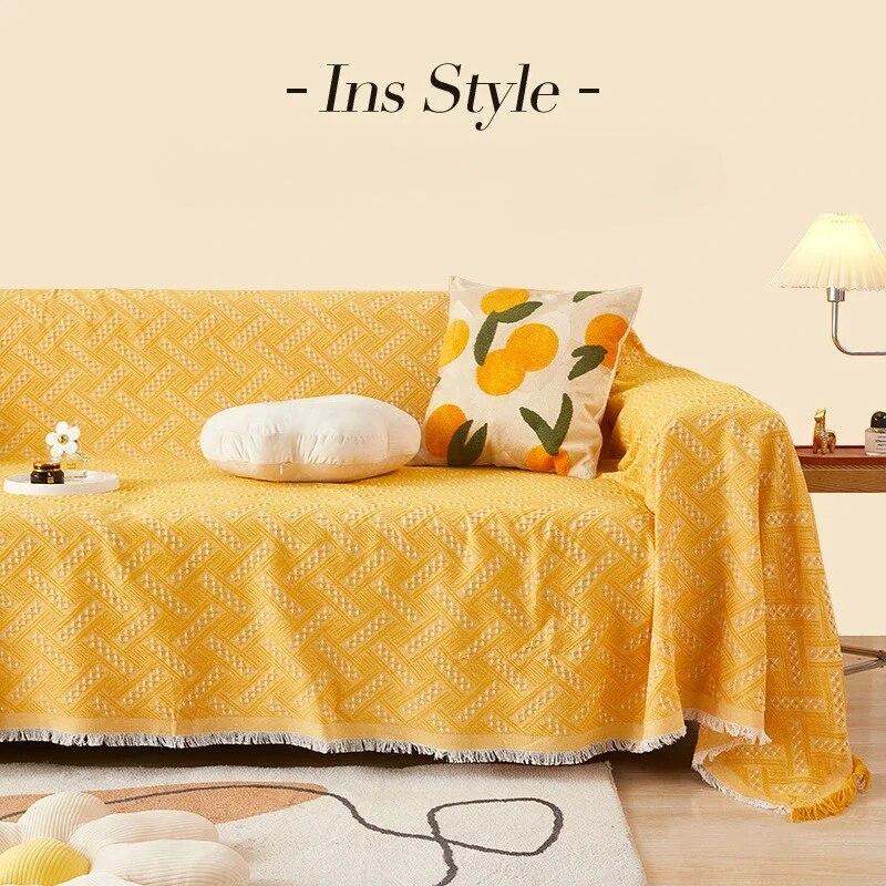 Nordisk Dobbeltsofa pledd Matte Ins Minimalistisk Sklisikker Ensfarget Sofahåndkle Dobbelsidig Helårig Sofatrekk