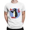 Unisexs Penguin Print TShirt  Retro Cartoon Expression Pattern Sport Shirt  Casual Roundneck Cotton Top  Street Fashion