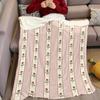 Blush Rose Stripe Flannel Blanket Warm Soft Halloween Christmas Couch Warm Cozy Decorative Decor Gift for All Season