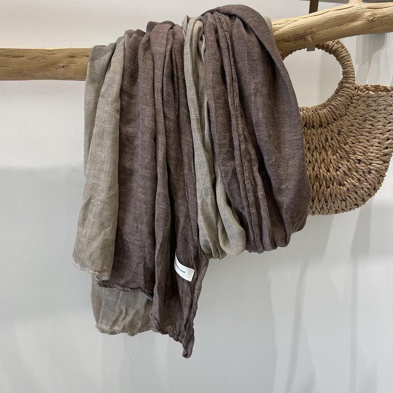 

Нова Висококласна Кольорова Блокова Захист від Сонця Великого Розміру Бавовняно-Льняна Рукавна Шаль Універсальний Льняний Ретро Шарф для Жінок 190cm