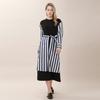 Bunderghost Color-Blocked Overskirt Long Dress (Striped)