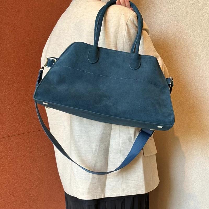 

Suede Matte Cowhide Bag Retro Large-capacity Portable Tote Authentic Leather Fashionable All-matching Commuting Shoulder Length 42x thickness 23x height 22cm павлин голубой