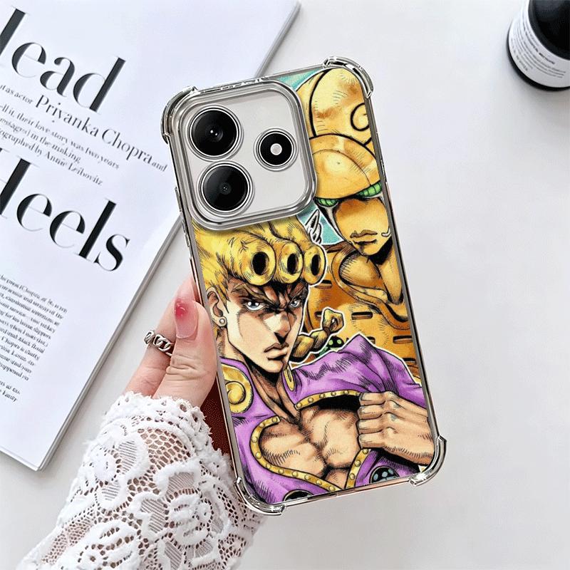 

JoJo Adventure Giorno Giovanna Soft Phone Case For Xiaomi Redmi Note 14 15 Pro Plus 13 12 11S 11T 5G 10 9S 9 Plating Anti-Fall F Redmi Note 14 5G