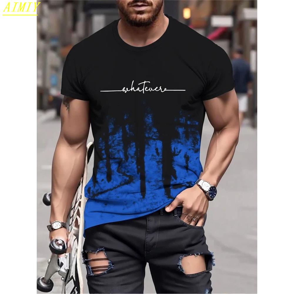 Móda Léto 3D Pruhovaný Potisk Písmen Pánské Tričko Hip Hop Trend Harajuku Streetwear Ležérní O-výstřih Nadměrná Trička Pánské Topy
